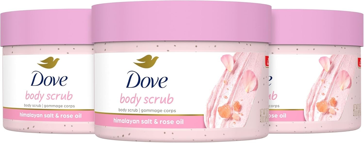 Dove Himalayan Salt & Rose Oil Body Scrub, 15 oz – (3 Pack)