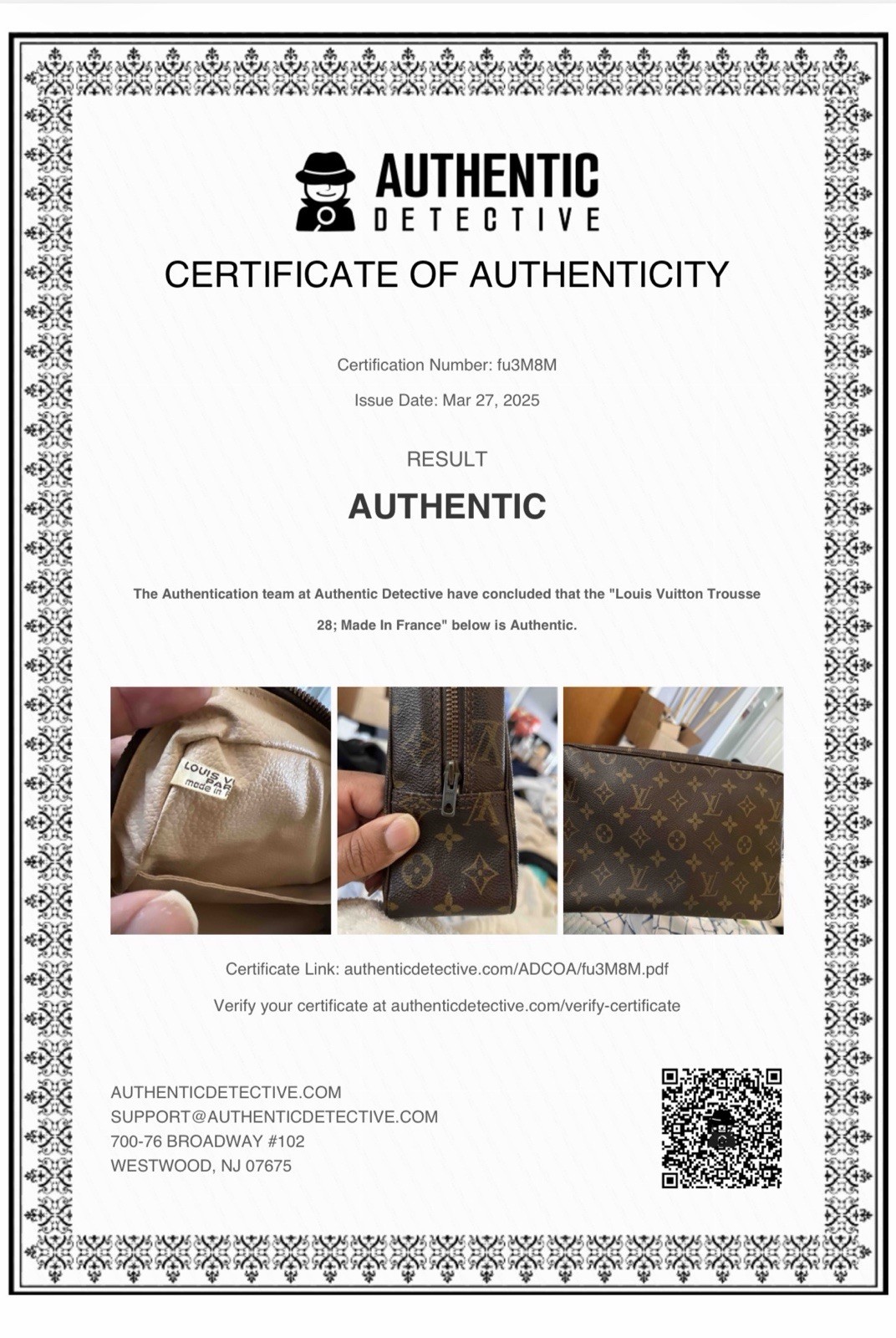 Louis Vuitton Trousse 28 Monogram Leather Brown Makeup Bag Zipper 11 in