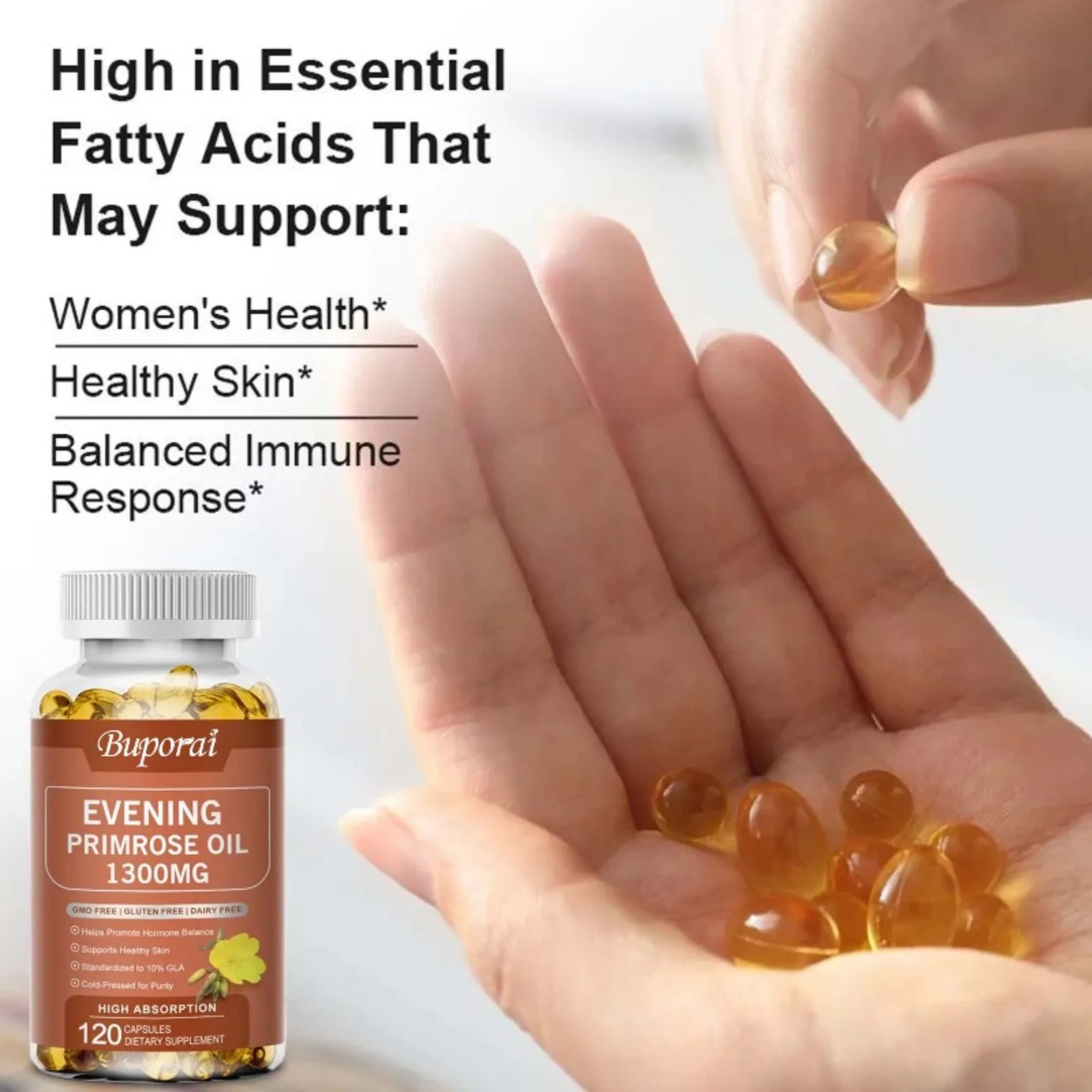 Evening Primrose Oil 120pcs, Nutrient Absorption,Skin Health, Maintains Vitality
