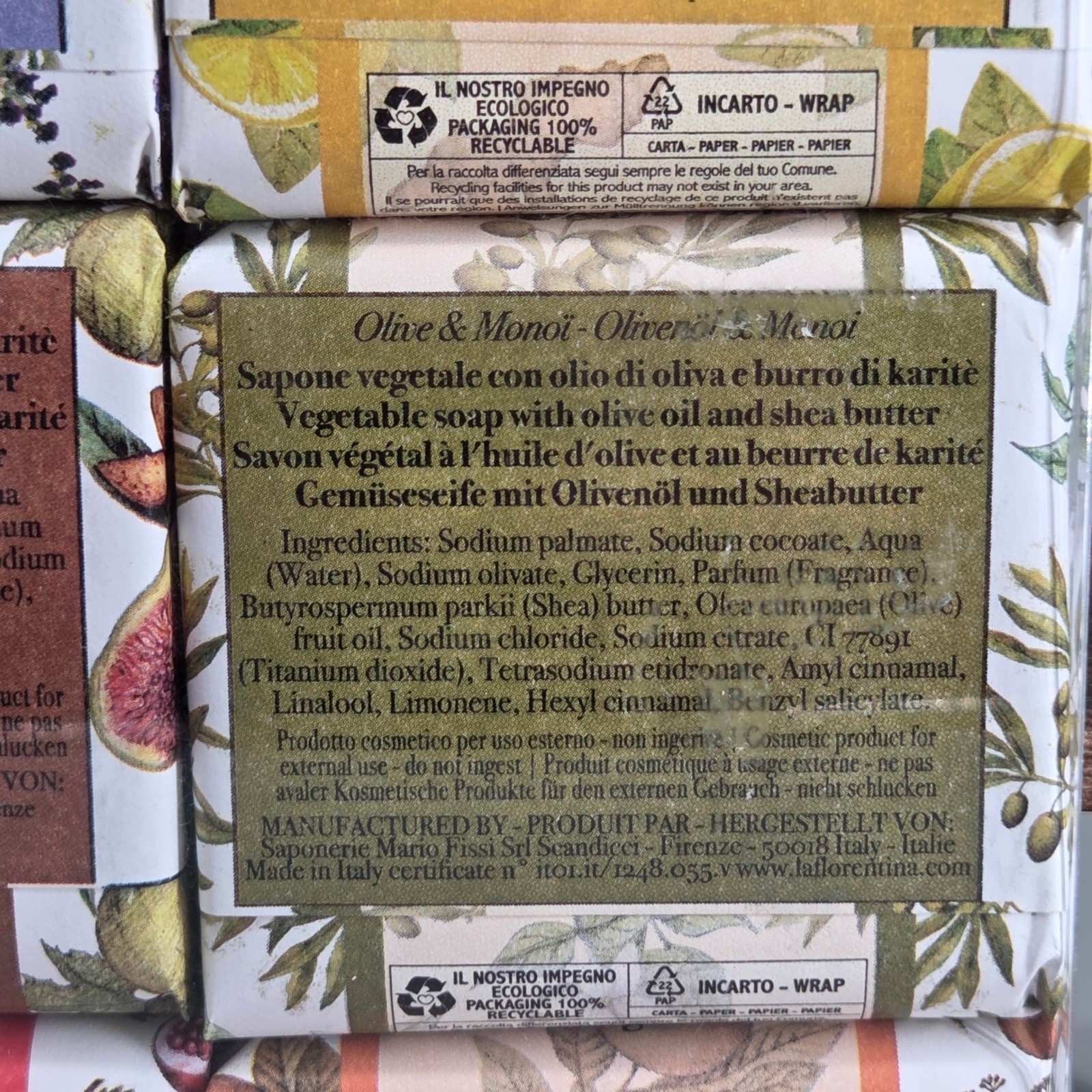 La Florentina Soap Set Unisex 6pk 106g Bars Olive Oil Shea Butter Made In Italy