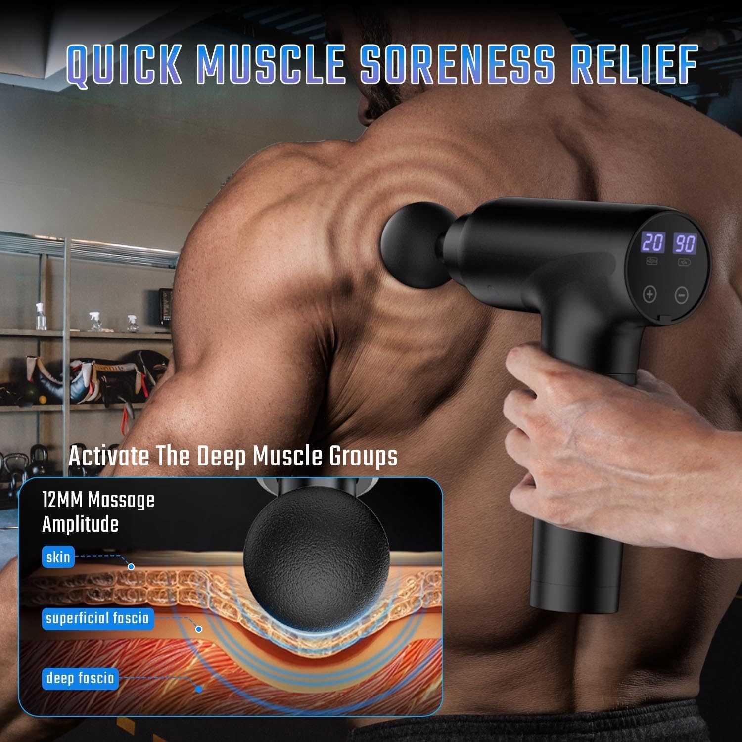 6 Speeds Massage Gun, Cordless Handheld Deep Tissue Muscle Massager Super Quiet