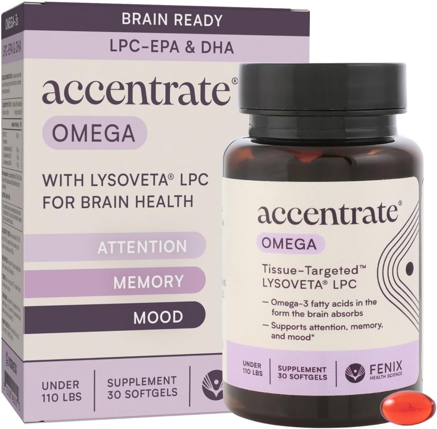 Omega w/LYSOVETA LPC | EPA & DHA Supplements for Brain Health | Focus Attenti…