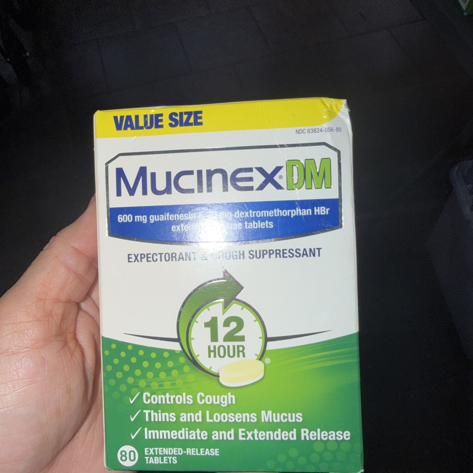 MUCINEX DM 12HR VALUE SIZE 80CT Expectorant &Cough Suppressant, 10/27 Free Gift