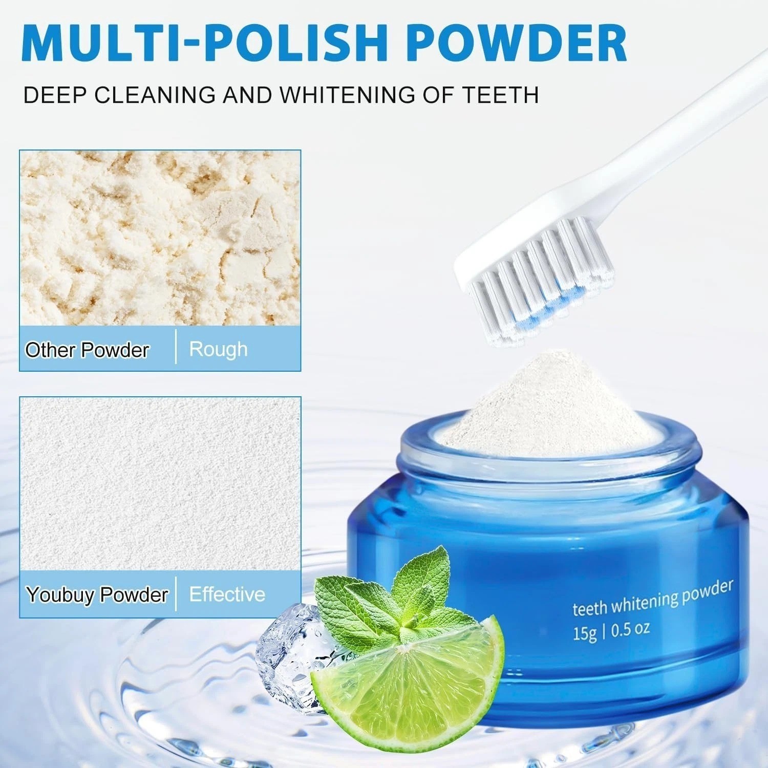 2 Pack WHITE DELUXE Teeth Whitening Powders,Instant Whitening and Stain Removal.