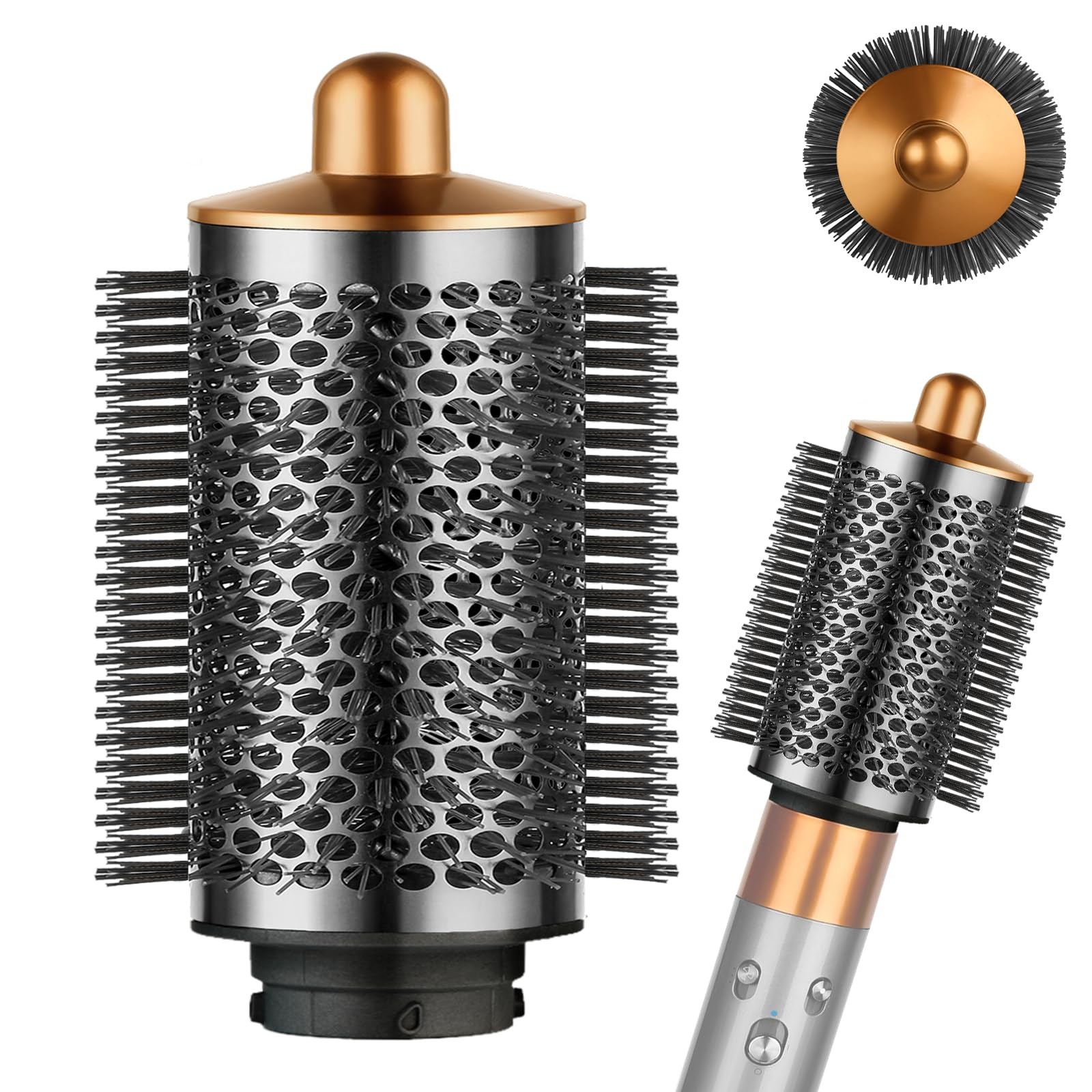 Large Round Volumizing Brush for Dyson Airwrap Attachments, Nickel/Copper, B