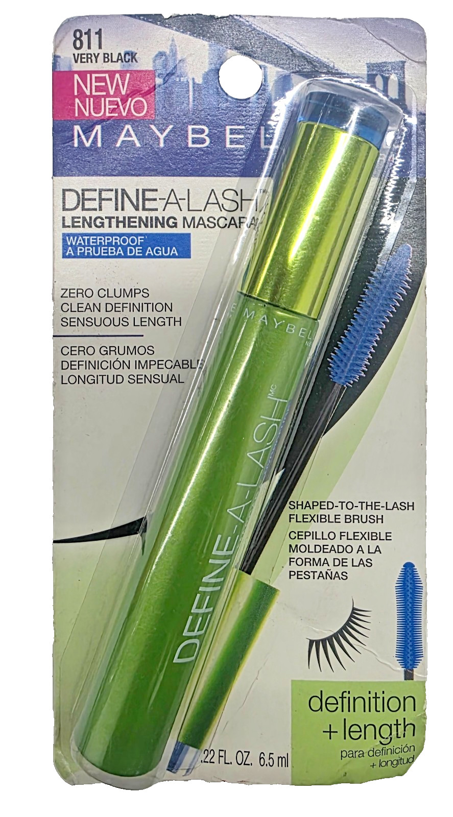 NEW Maybelline Define-A-Lash Lengthening Mascara Waterproof-811 Very Black