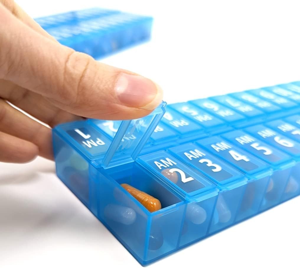 31 Day Twice-a-Day Monthly Pill Box Planner Set – AM & PM Medication Organizer
