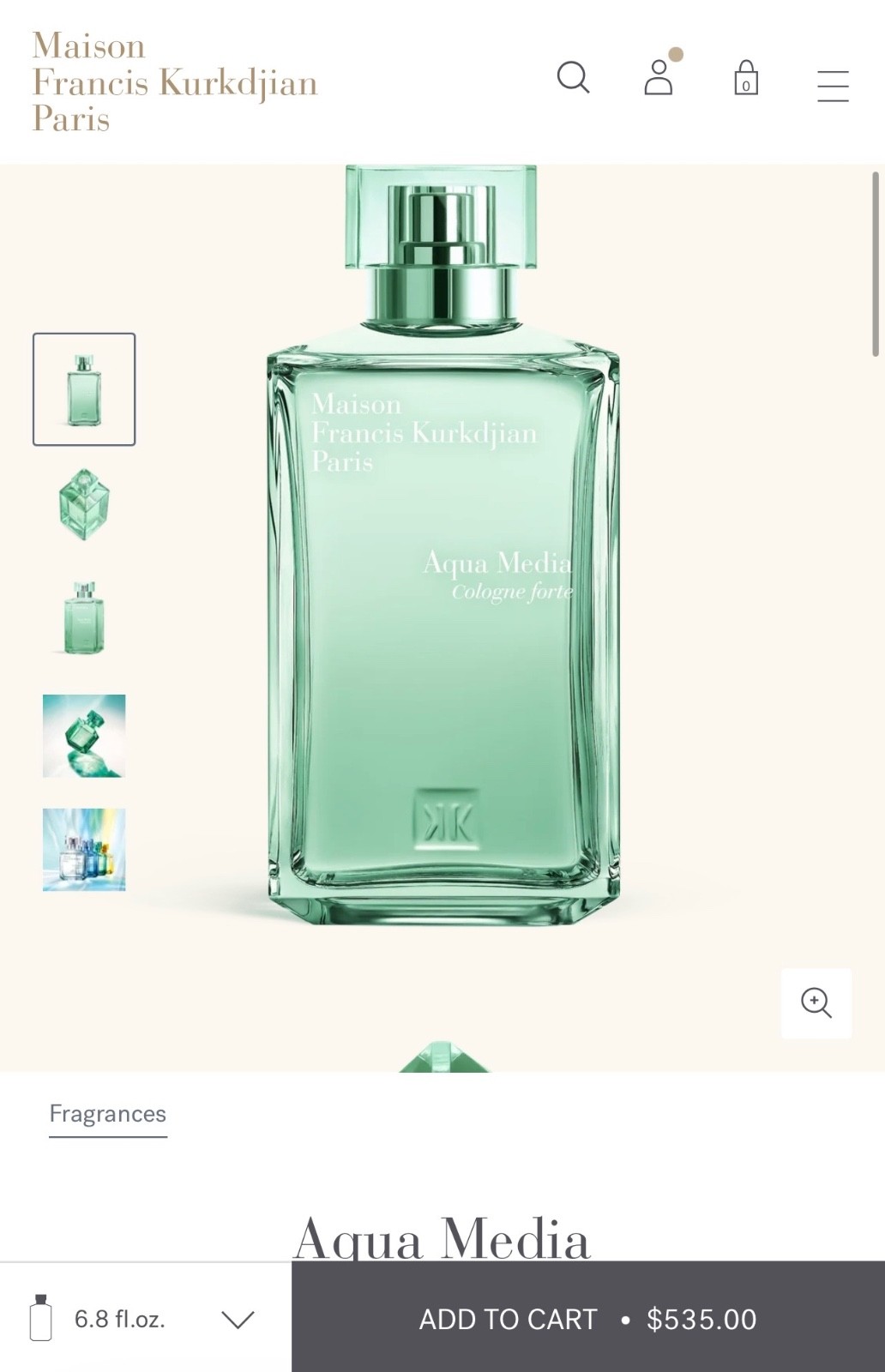 maison francis kurkdjian aqua media cologne forte large 200 ml 6.8oz! New