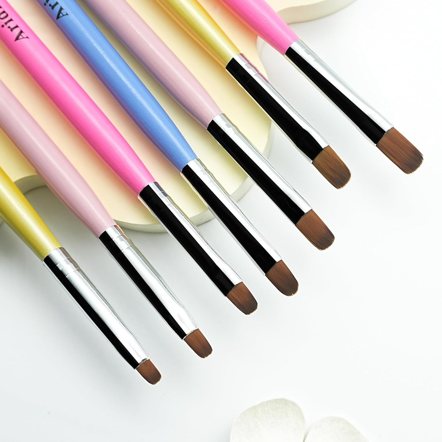 7Pcs Macaron Color UV Gel Nail Brush Set Acrylic Tips Builder Drawing Brush with