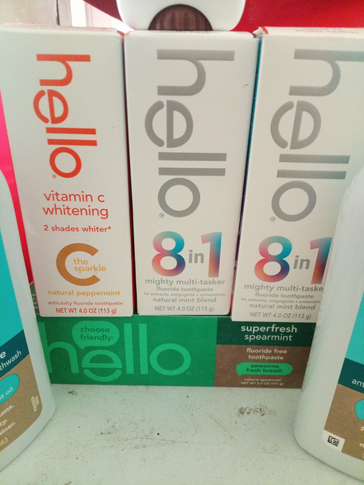 Lot Of 7 HELLO toothpaste Variety, Natural Mint Mouthwash & Sweet Coconut Deo