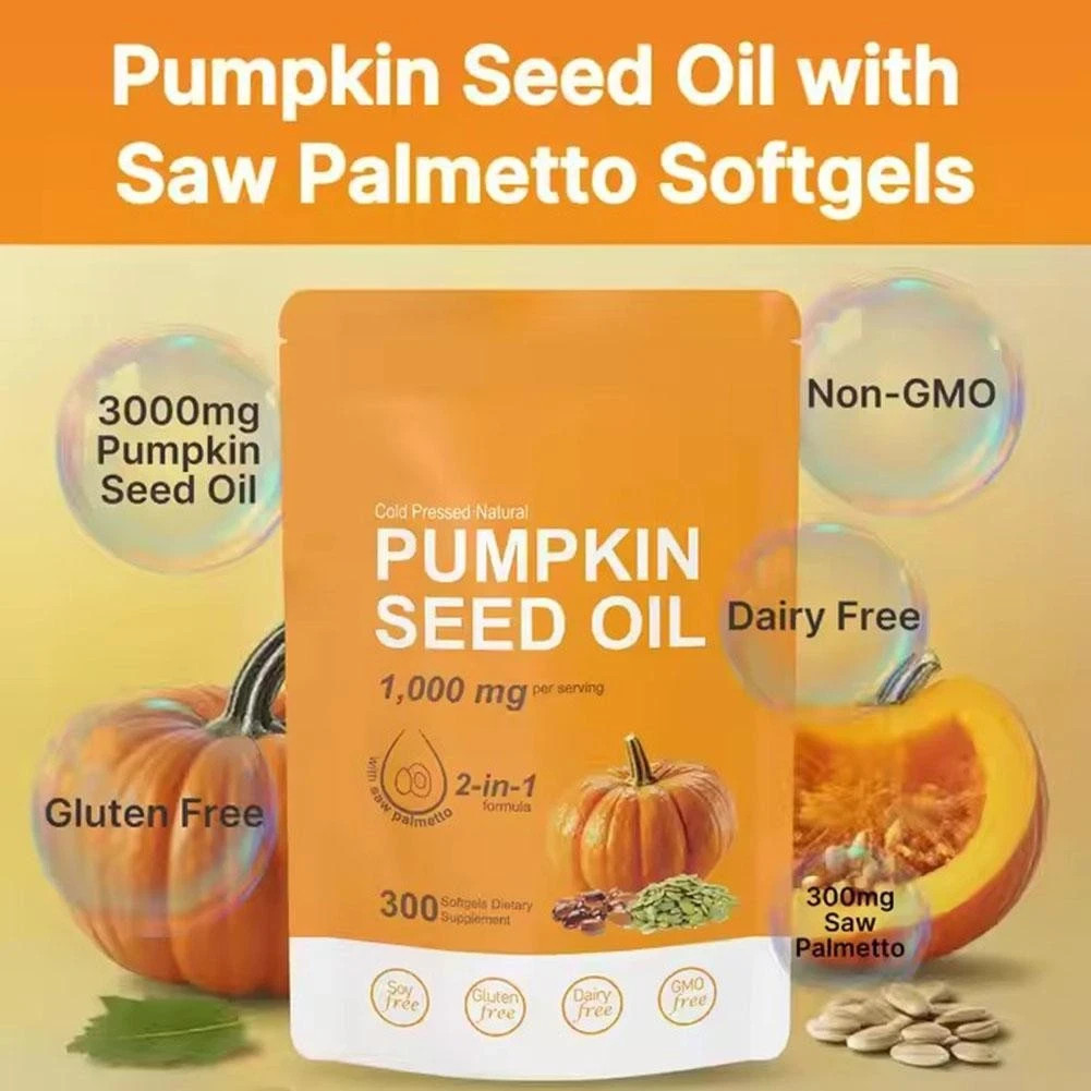 Pumpkin Seed Oil Saw Palmetto 1000 mg – Bladder Health, Immune Support 300 Pills