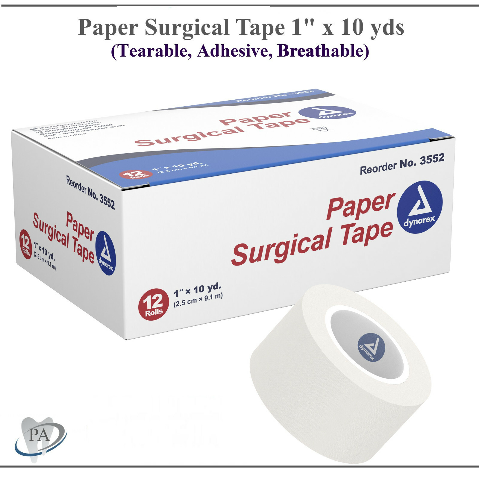 Medical Paper Surgical Tape Tearable, Adhesive, Breathable 1″ x 10 yds Up to 24