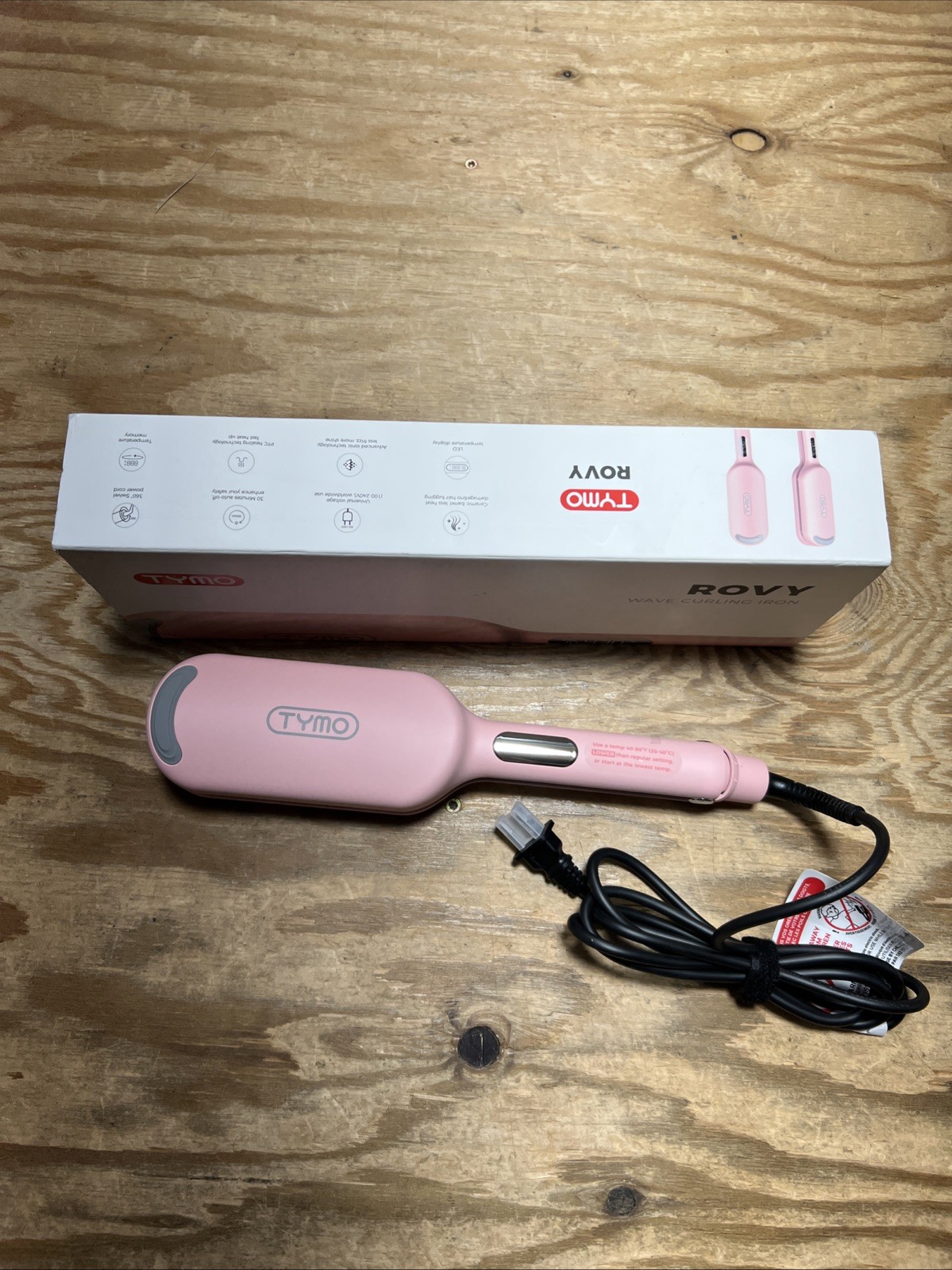Tymo Rovy Wave Curling Iron Pink New Open Box