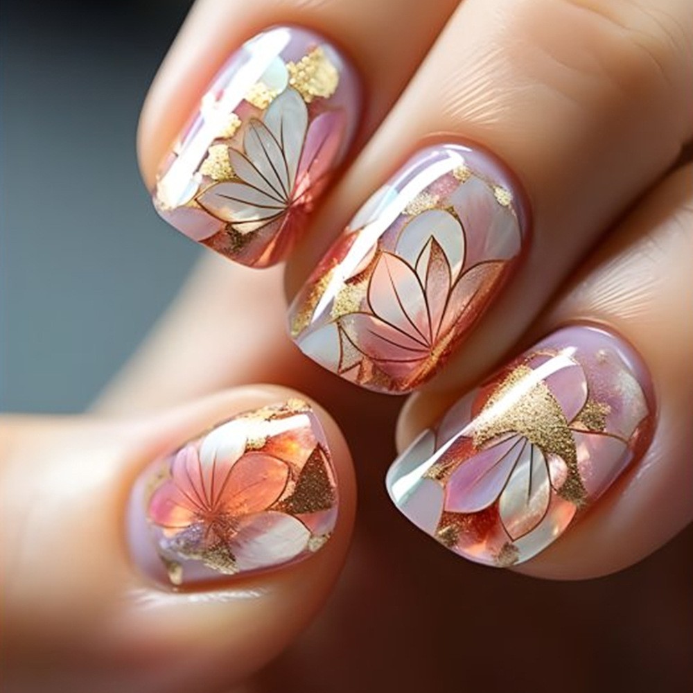 24 Pcs Acrylic Press on Nails – Glueless False Nails with Gel Glue, Full Set