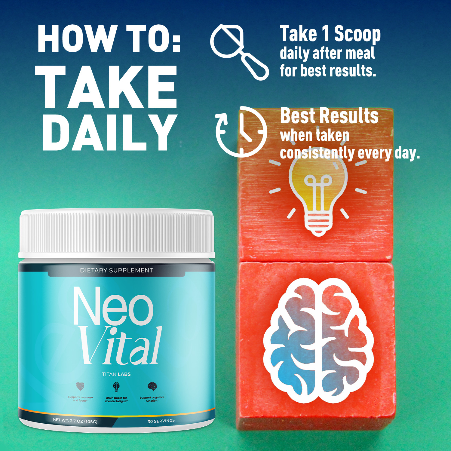 (5 Pack) Neo Vital Powder All Natural Brain Support Formula NeoVital 150 Serving