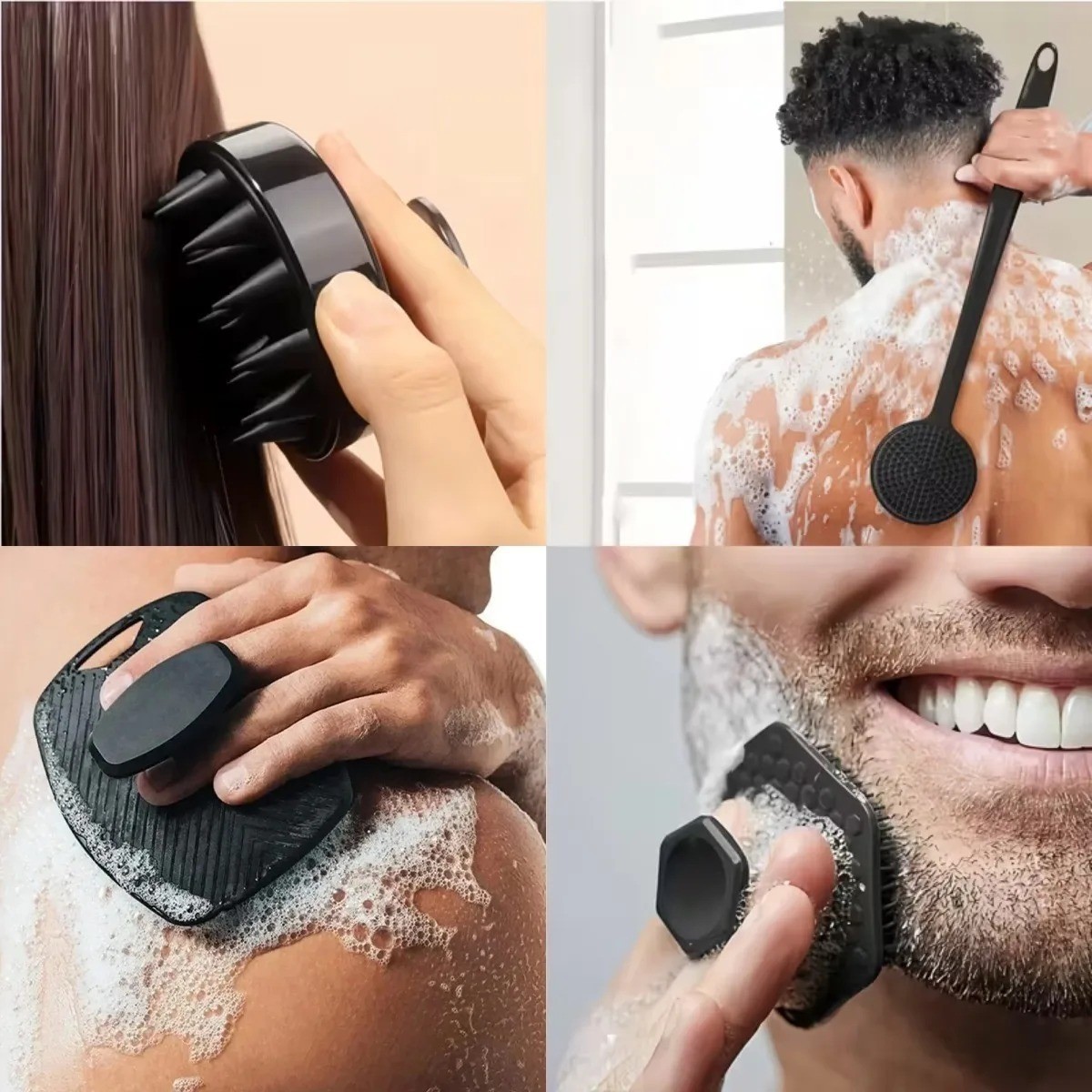 4PCS Set Silicone Body Scrubber Soft Exfoliating Brush for Skin Cleaning
