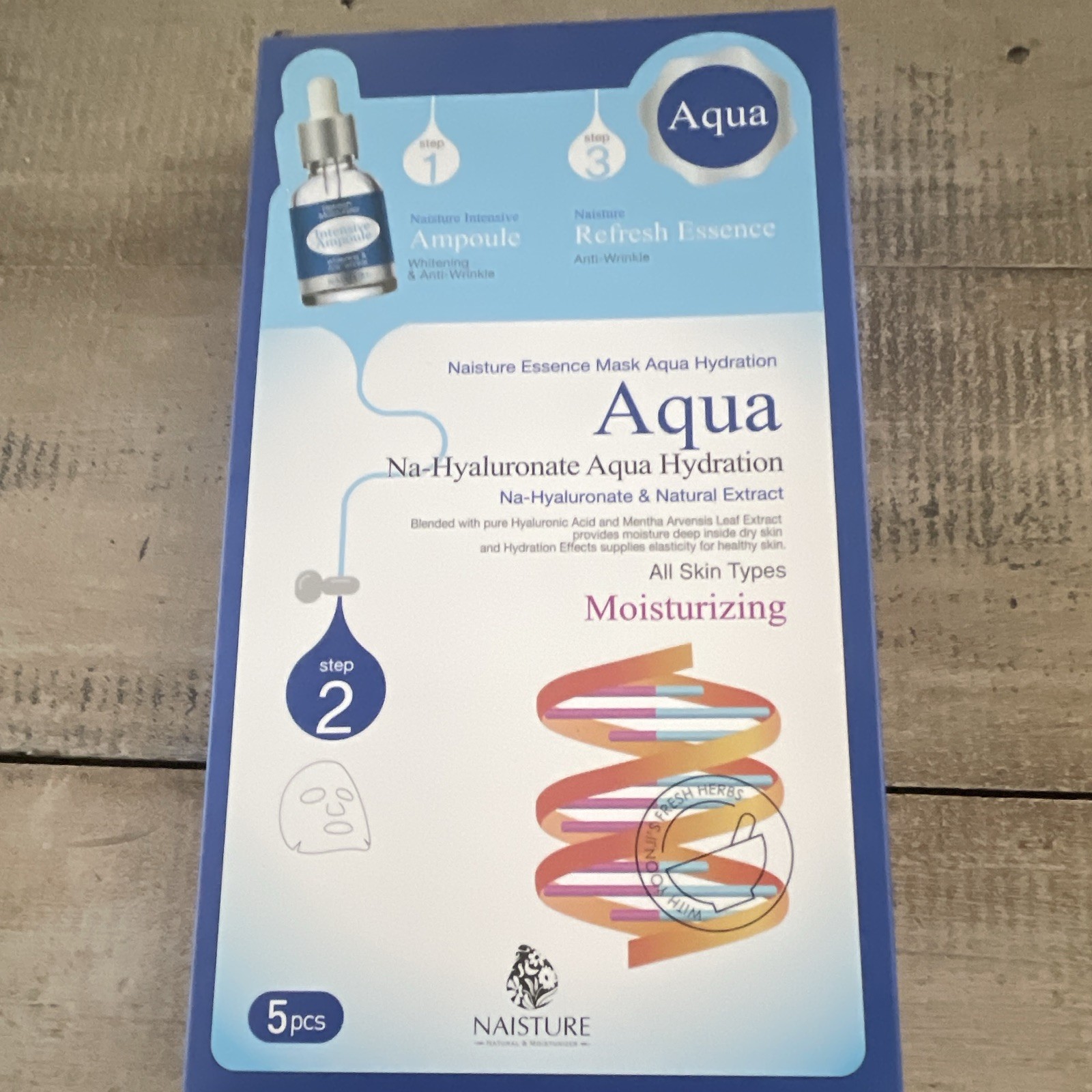 NAISTURE Aqua Hydrating Sheet Mask Na-Hyaluronate Mint, 5pcs All Skin Types