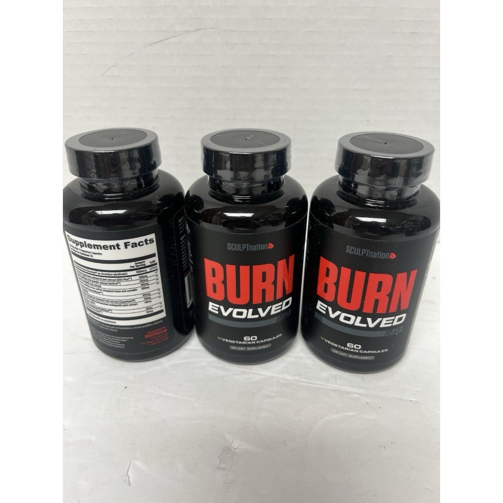 3 Pack Sculpt Nation Burn Evolved 2.0 Fat Loss Supplement, 180 Capsules