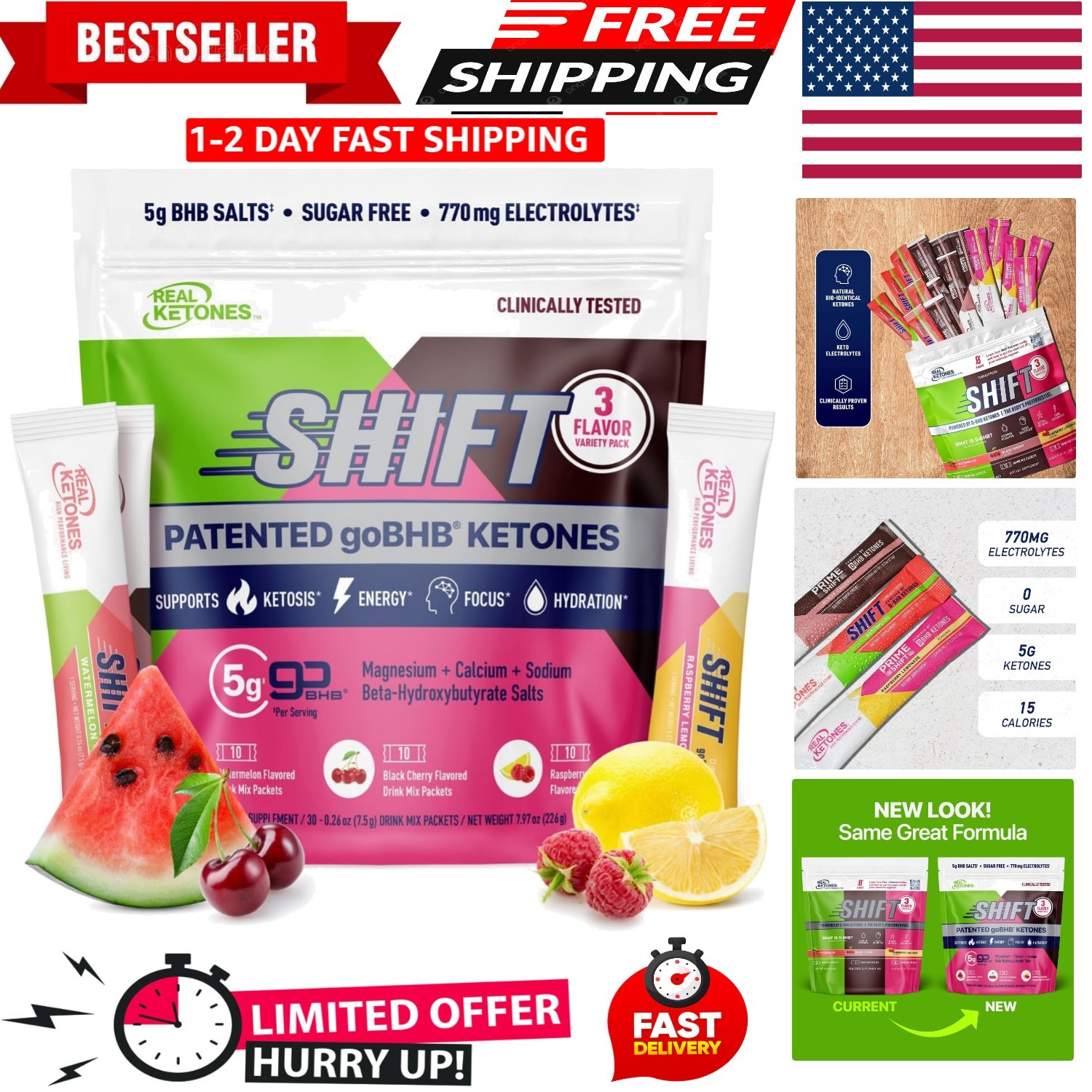 BHB Exogenous Ketones Drink Mix Packets Keto Electrolytes Powder Packets No S…