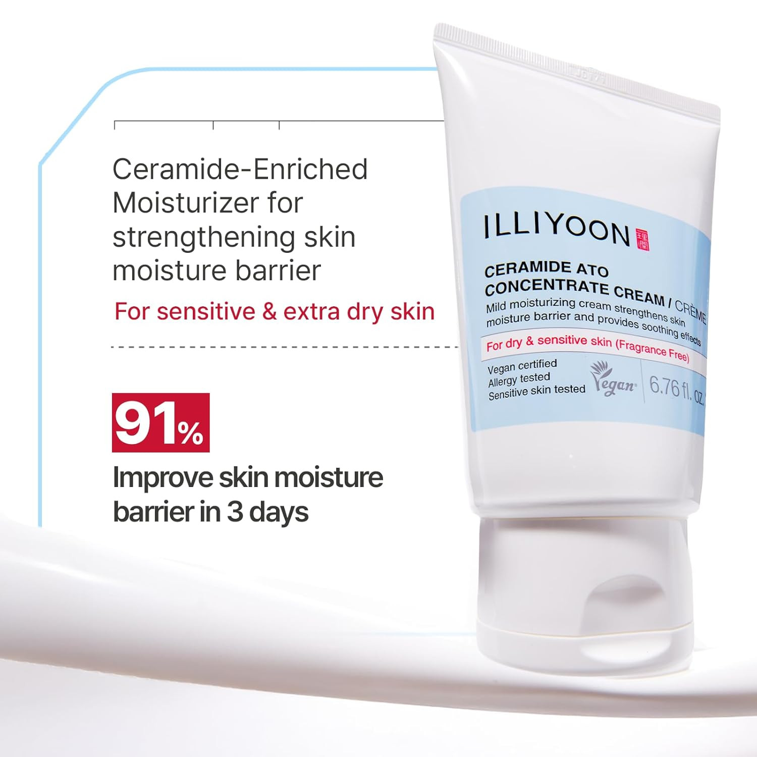 Ceramide Ato Concentrate Cream | Moisturizer for Dry & Sensitive Skin, 100Hr Las