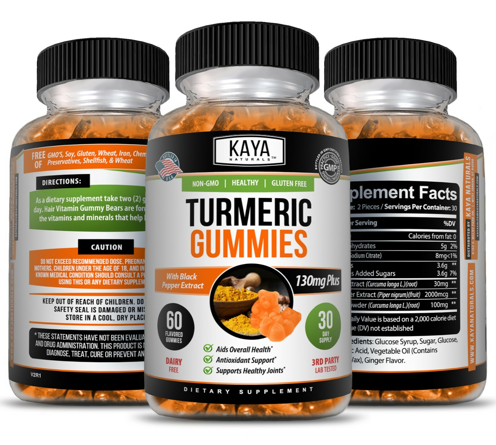 (2 Pack) Turmeric Curcumin Ginger Gummies 60 Count, Pain Relief & Joint Support