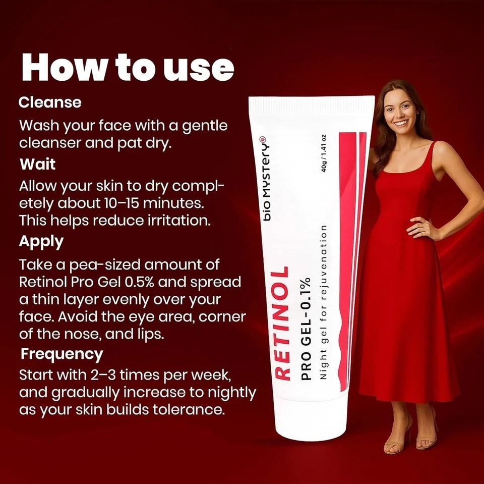 Retinol Pro Gel 0.1 Vitamin A Fine Lines, Sun Spots, Anti-Aging (40 Gram / 1.41)