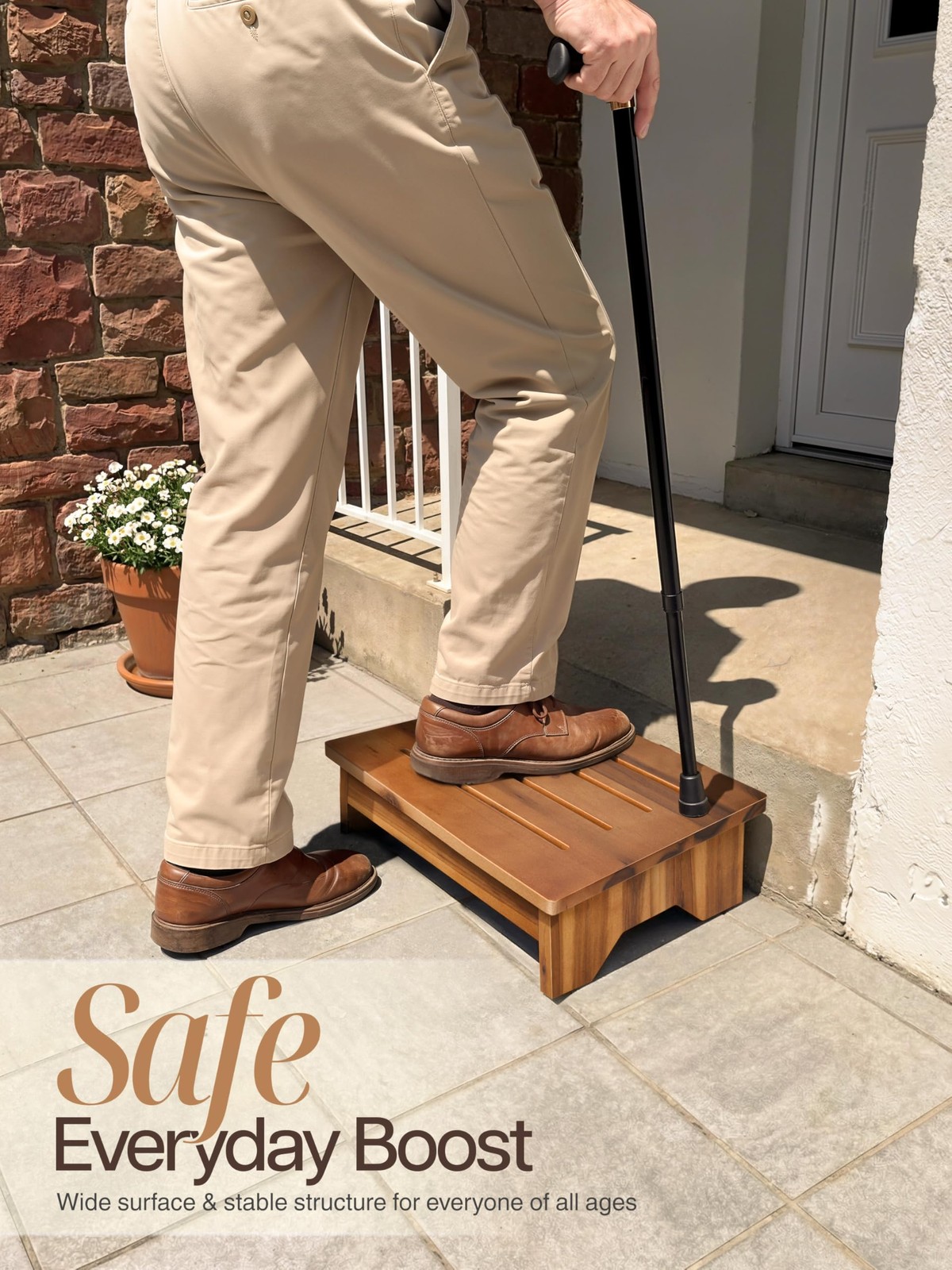 Wood Step Stool 15.75″L X 12.5″W X 5″H – 500 LBS Capacity for High Beds