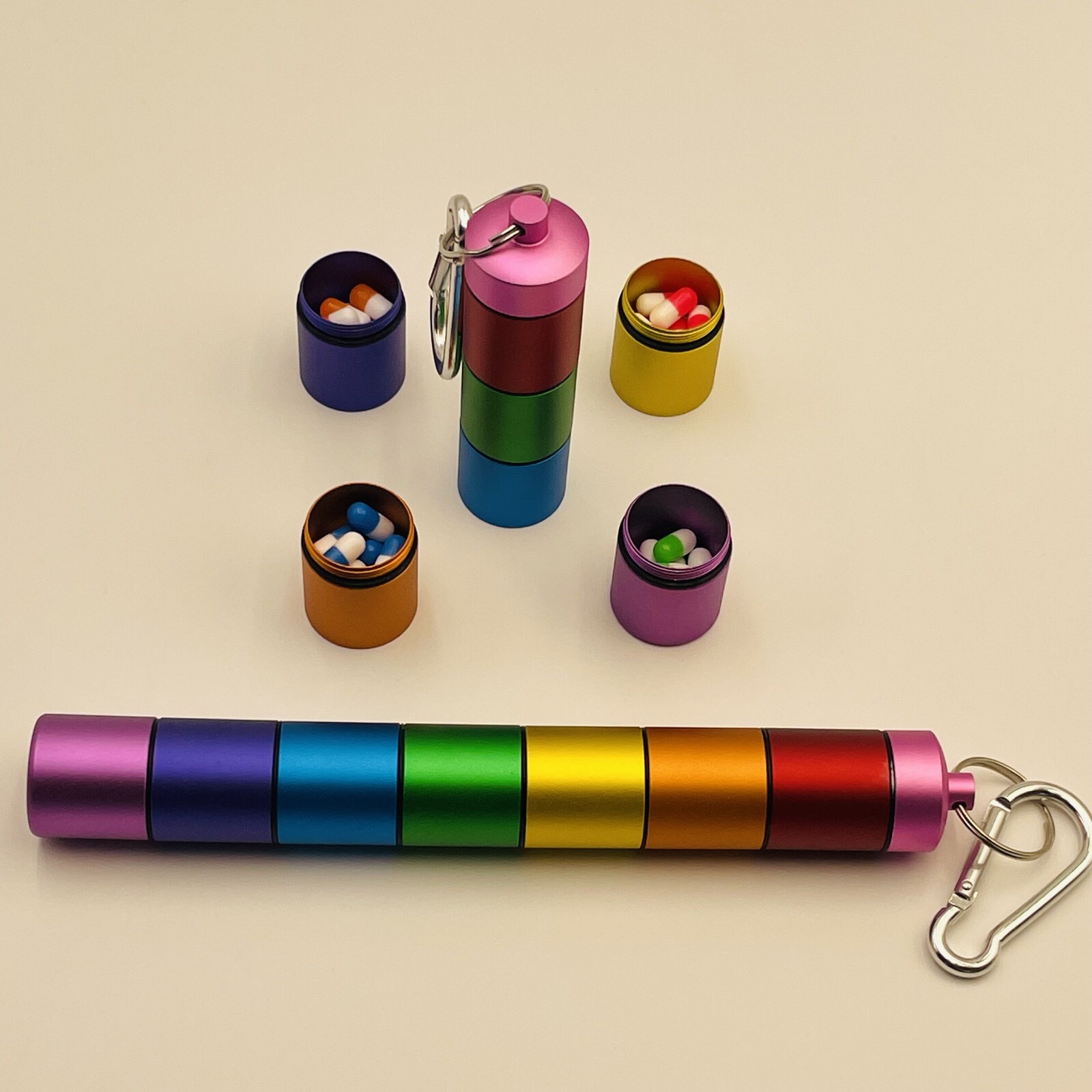 7 days Pill Box Metal Medicine Bottle Drug Holder Pill Container Case Keychain