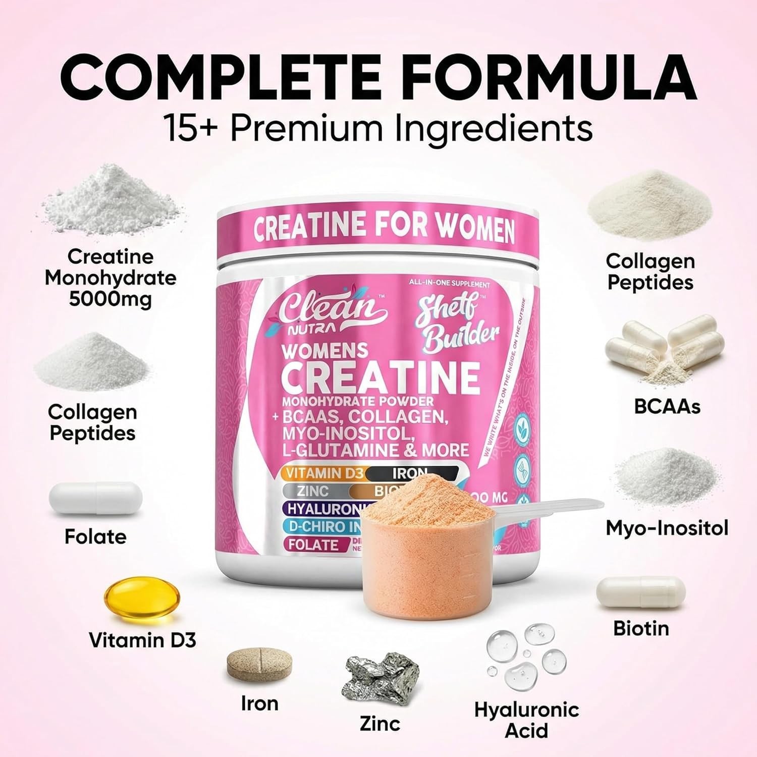 Creatine for Women | Creatine Monohydrate + BCAA Powder Myo-Inositol Collagen Bi