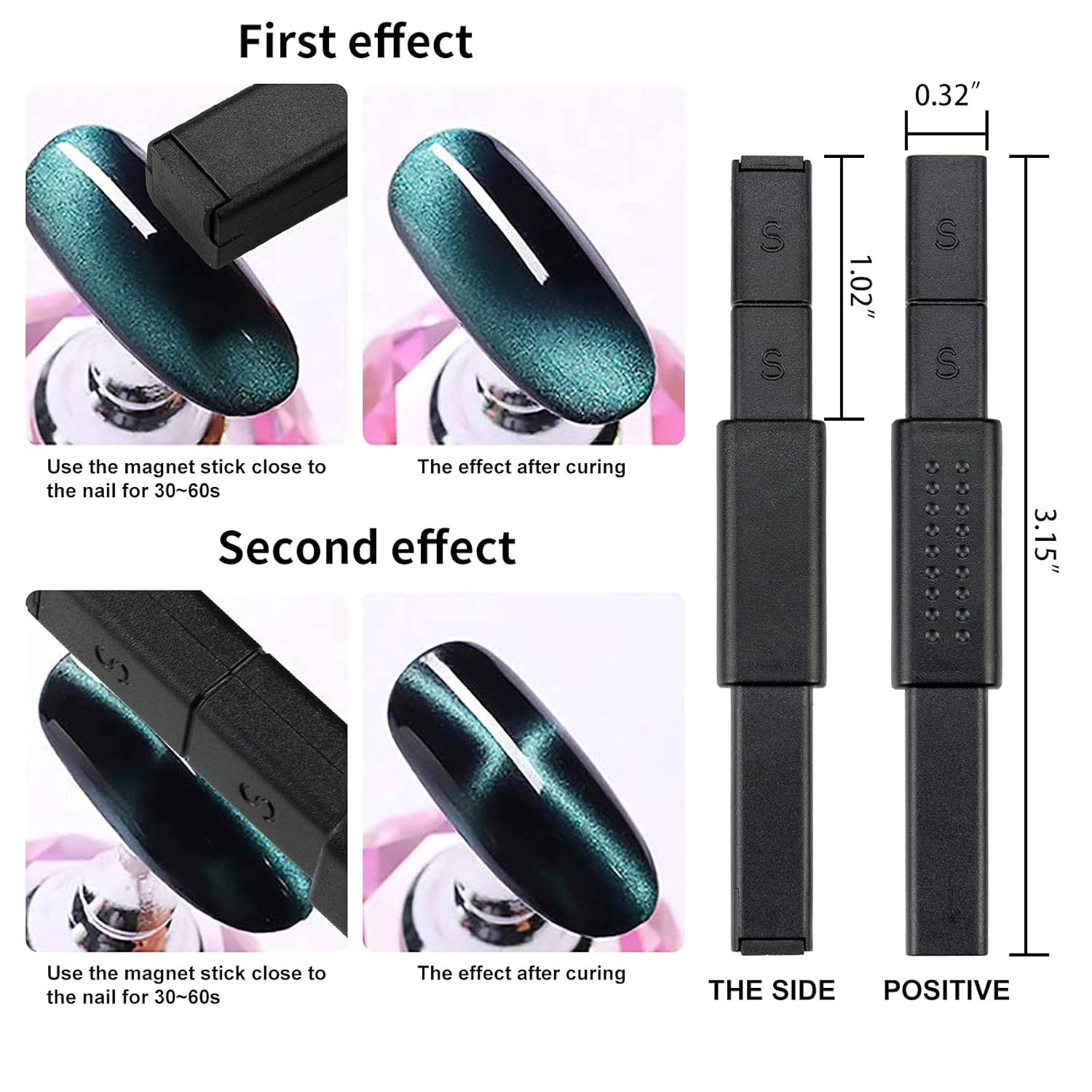 Magnetic Nail Tool Set for Cat Eye Gel Polish, Cat Eye Magnet Tools, 8PCS Profes