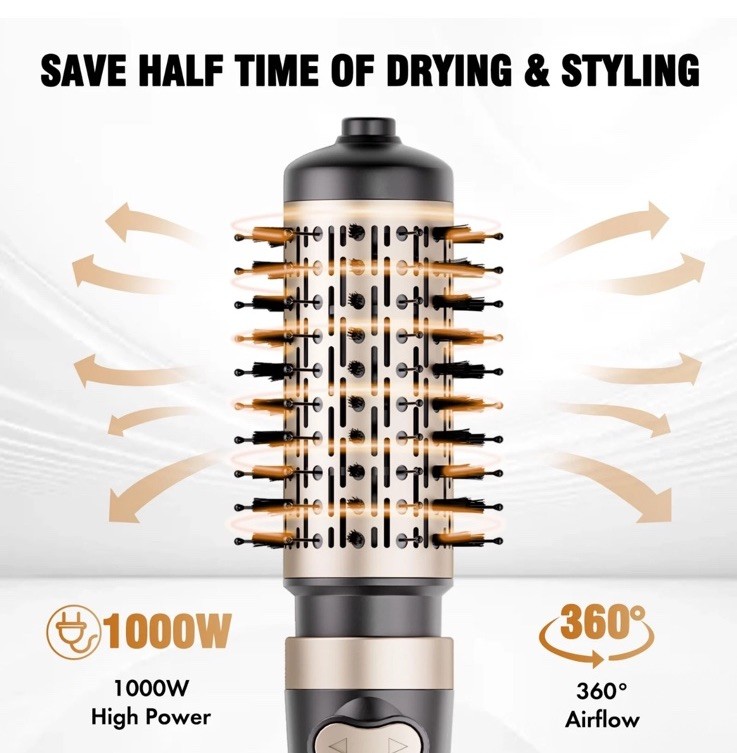 DAILYLIFE Rotating Hair Dryer Brush, Hot Air Brush, Spinning Blow Dryer Brush