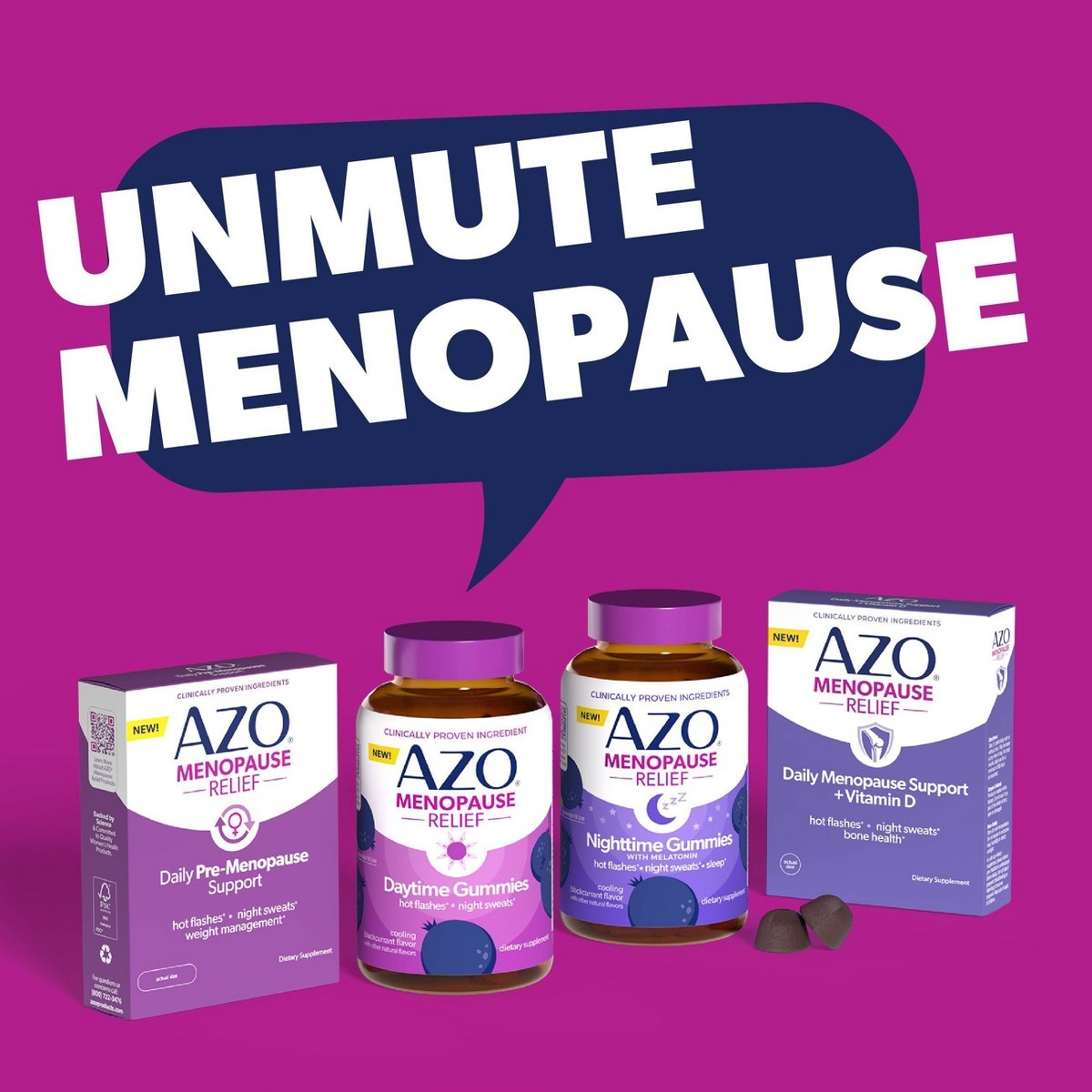 AZO Menopause Nighttime Vegan Multivitamin Gummies – 30ct