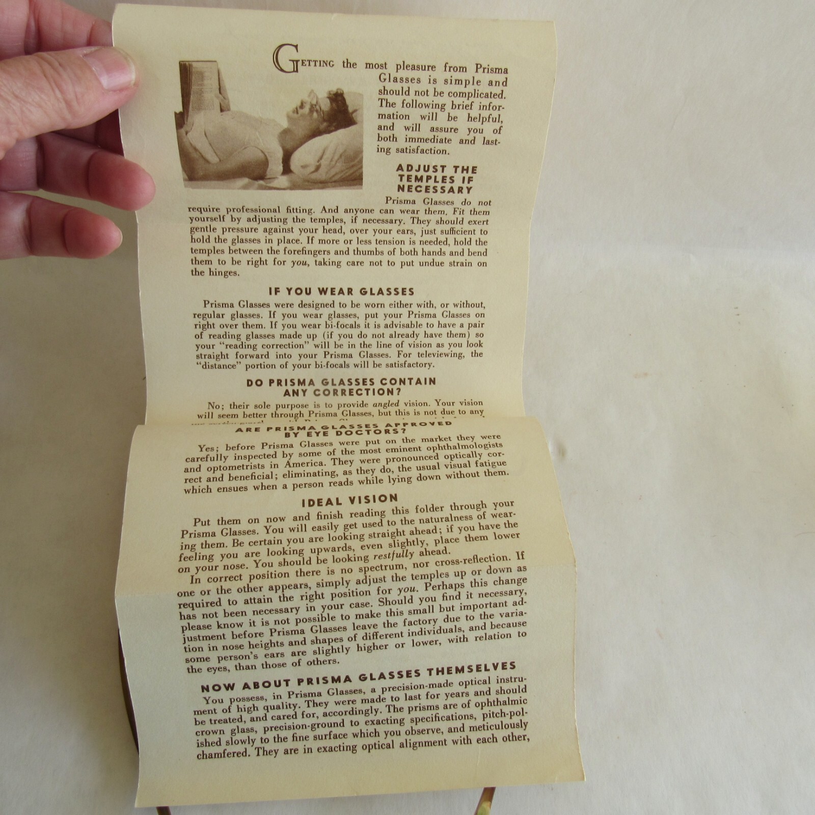 Vtg American Prismatic Reading Glasses For Angled Vision + Directions