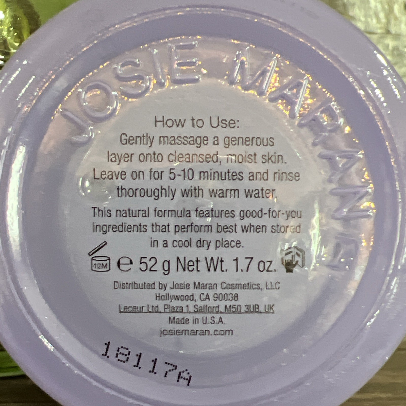 Josie Maran Whipped Mud Mask Hydrating Detox Lavender Citrus 1.7 oz