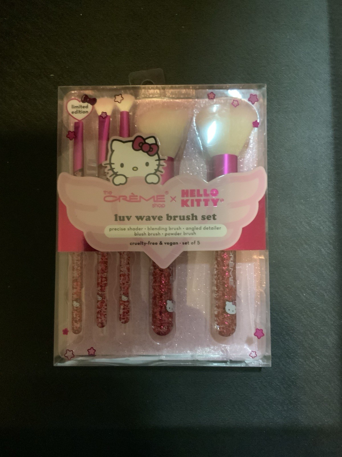CREME X HELLO KITTY LUV WAVE MAKEUP BRUSH SET 5 FULLSIZE BRUSHES NIB SEALED