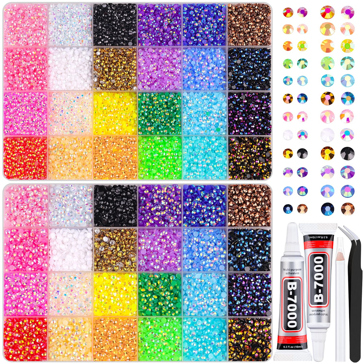Resin Jelly Rhinestones for Crafting with B7000 Jewelry Glue, 2 Boxes White Flat