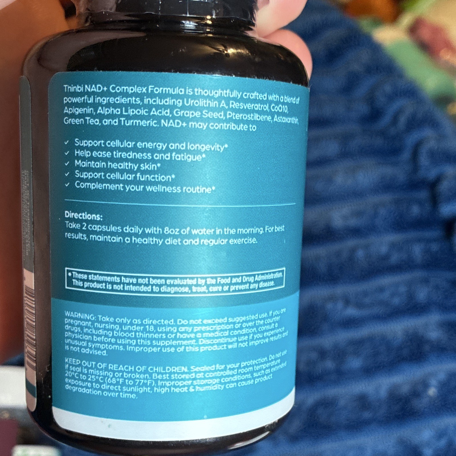 thinbi NAD+ Complex Urolithin A Resveratrol 60 Capsules Exp 11/2026