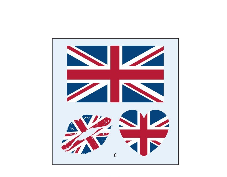 Waterproof National Flag Face Tattoo Stickers 10pc Sweat Resistant Sports Decals