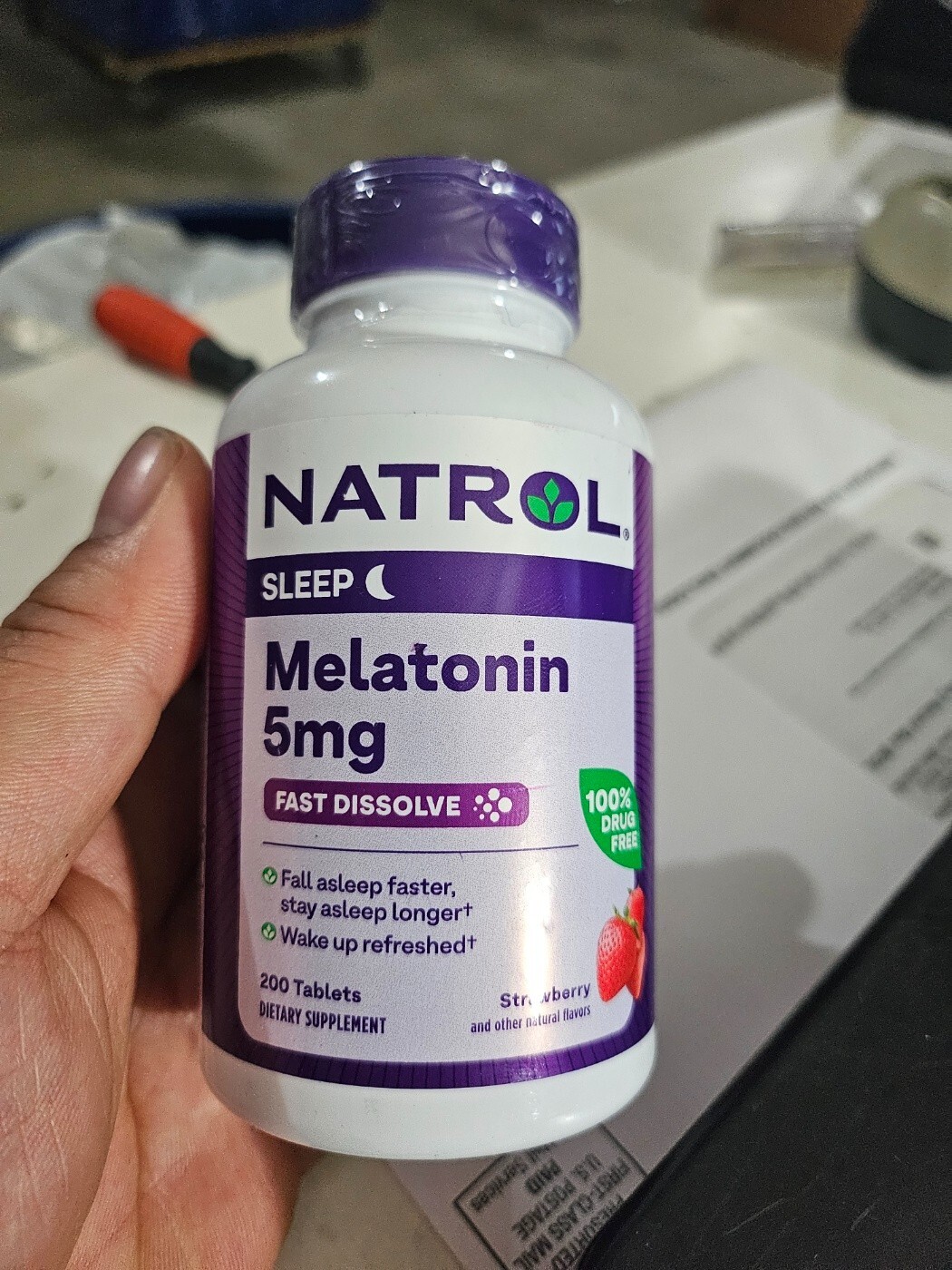 Natrol MELATONIN 5mg, 200 Fast Dissolve Tablets *Sleep Aid, Strawberry Flavor*