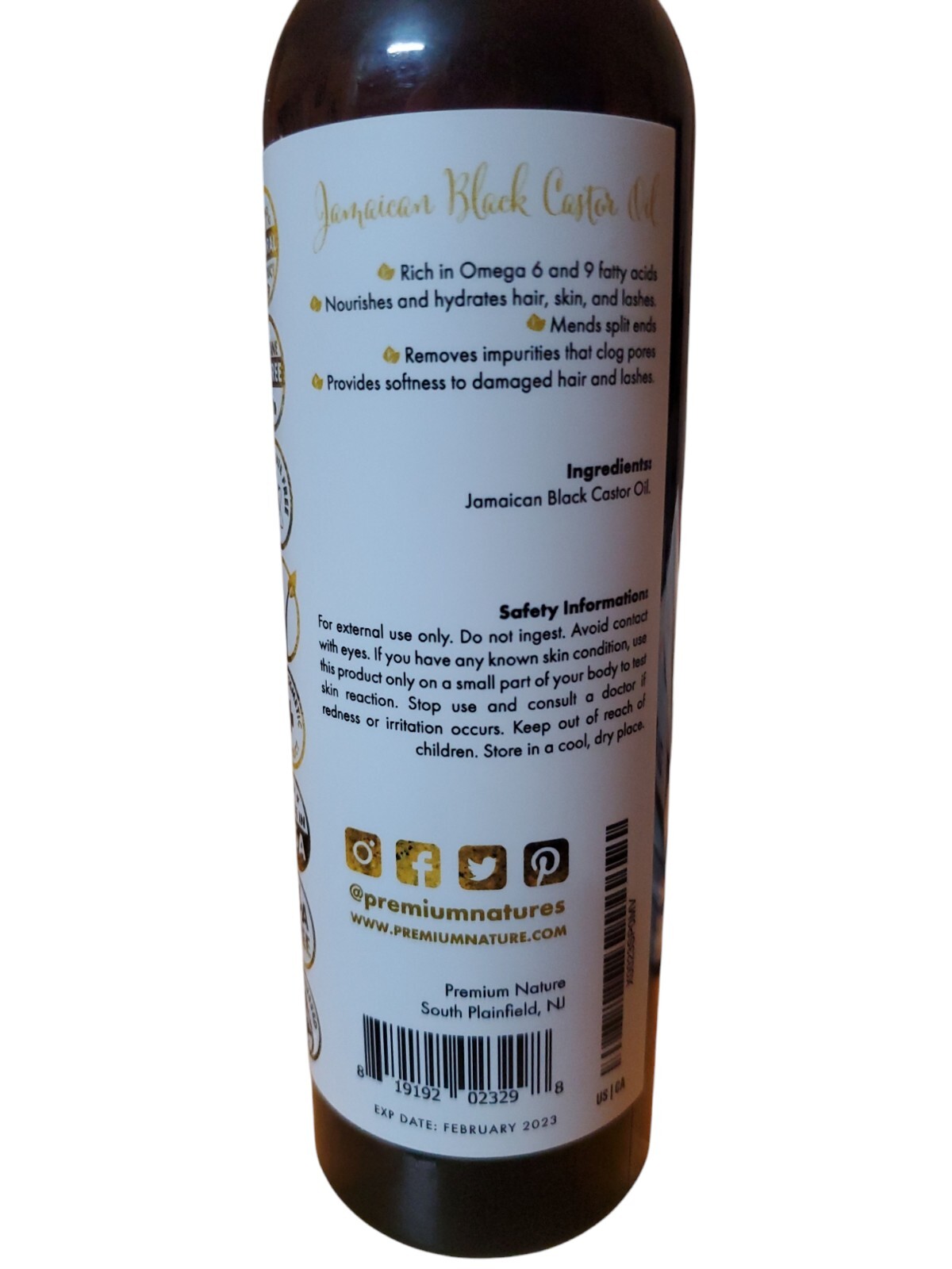 Premium Nature Jamaica Black Castor Oil 8oz Exp 02/23