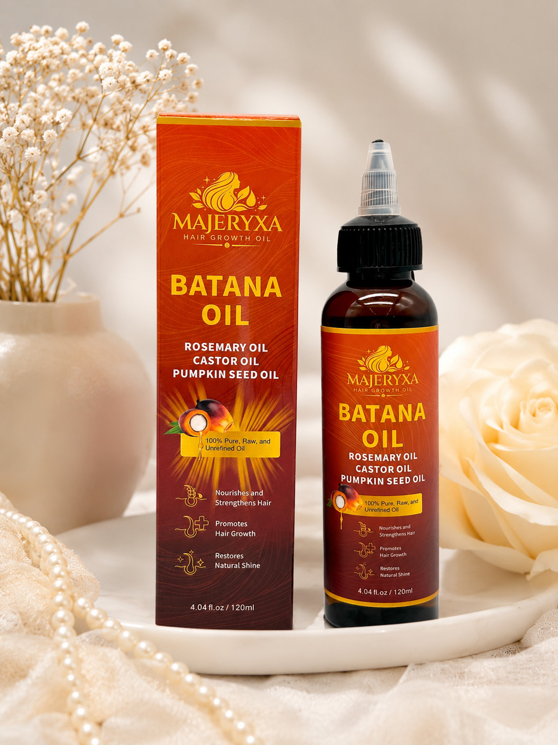 MAJERYXA Batana Hair Growth Oil w/ Rosemary, Castor & Pumpkin Seed 4.04oz/120ml