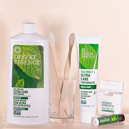 Desert Essence Natural Tea Tree Oil Ultra Care Mouthwash – Mega Mint – 16 Fl