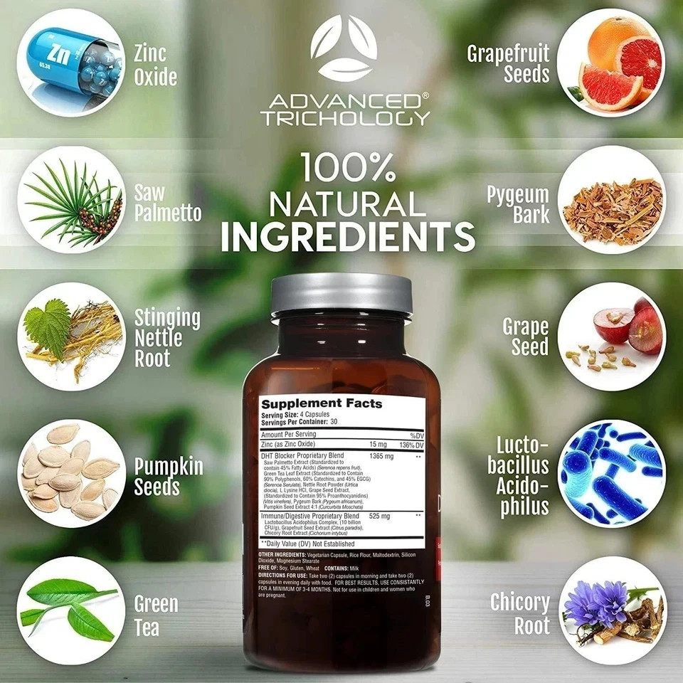Advanced Trichology DHT Blocker – Hair Growth Supplement – 120 Capsules