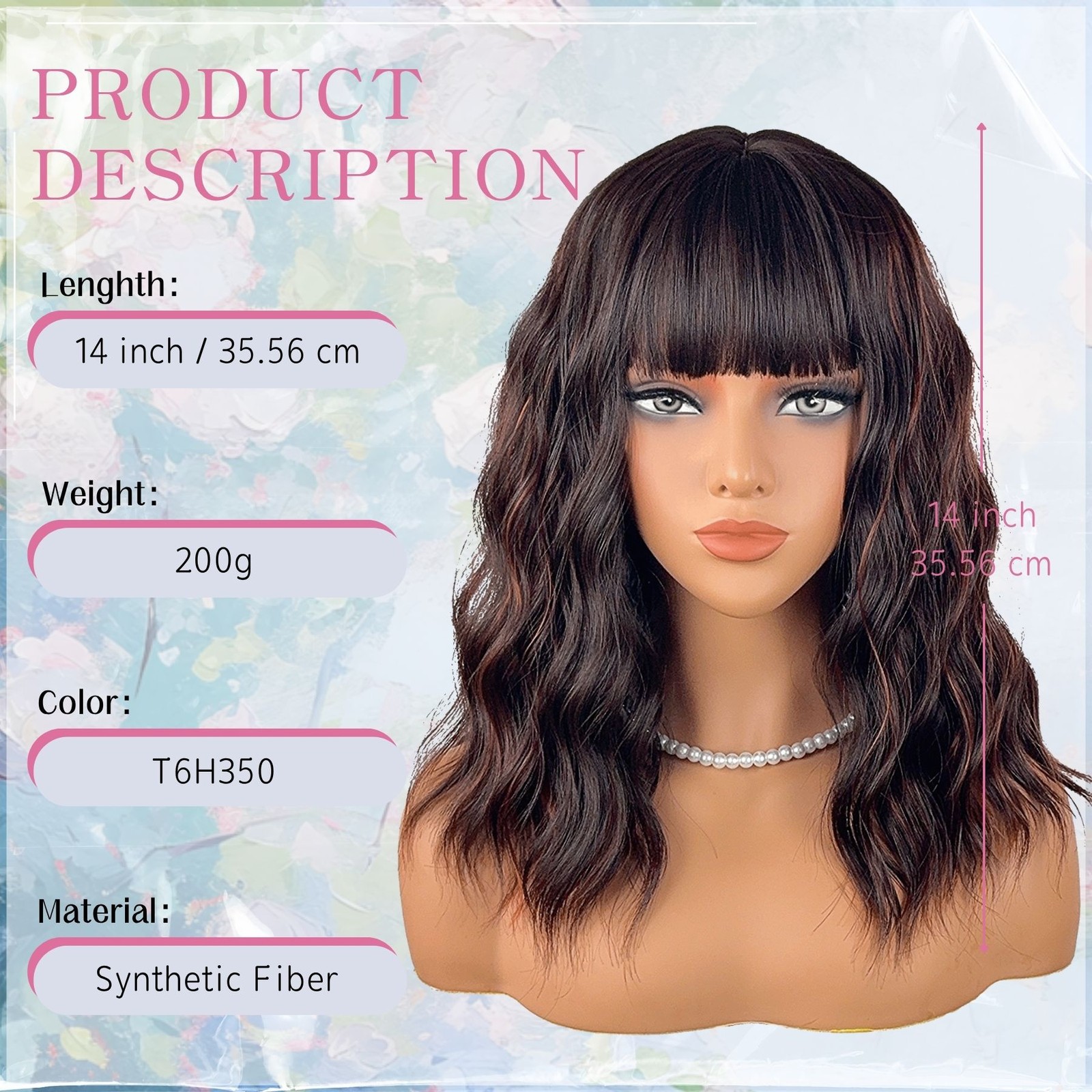New Fashion Heat Resistant Fiber Bang Curly Short Bob Synthetic Wig Natural