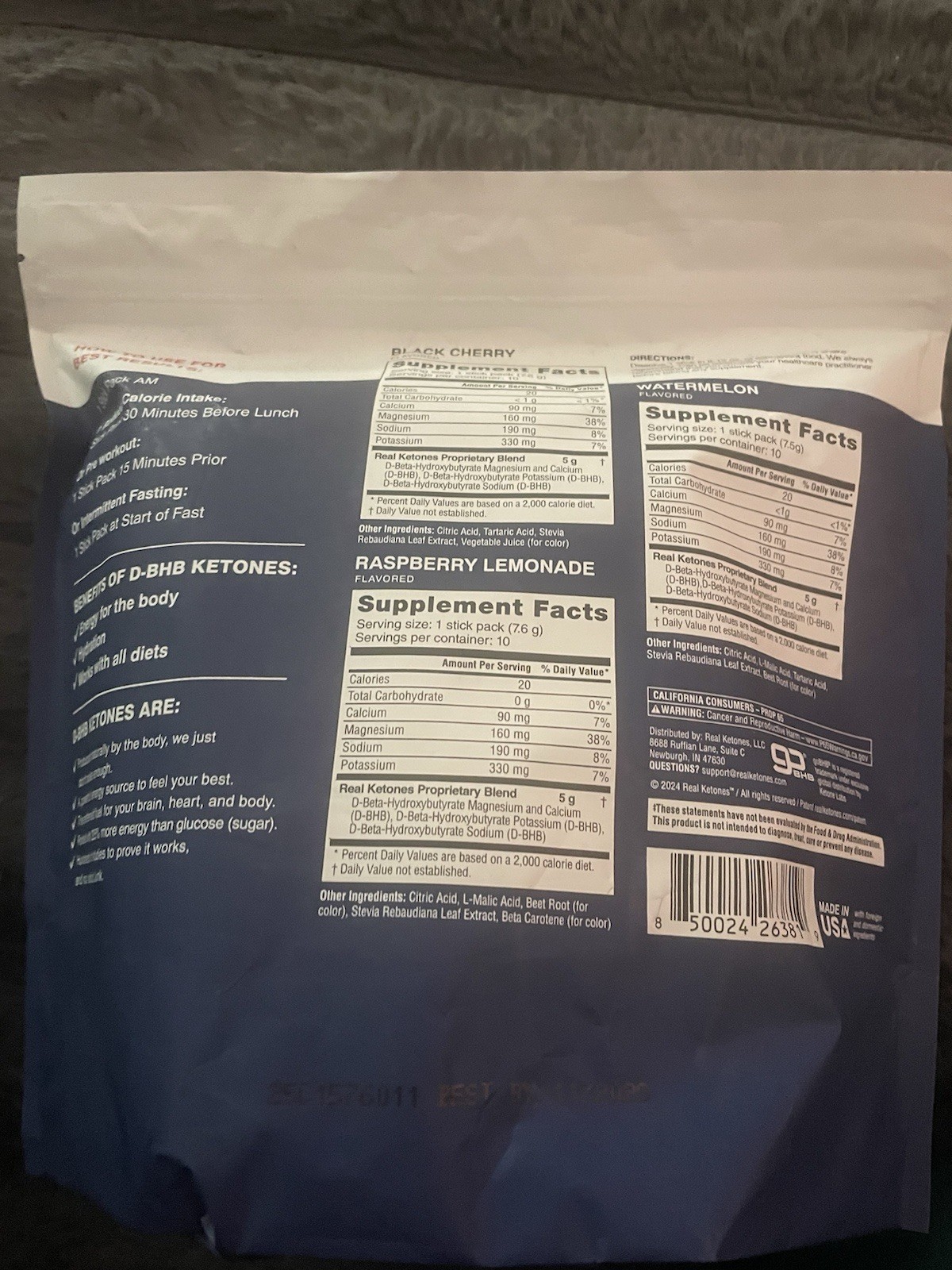 Real Ketone Shift Variety Pack 30 Packets black cherry raspberry, watermelon