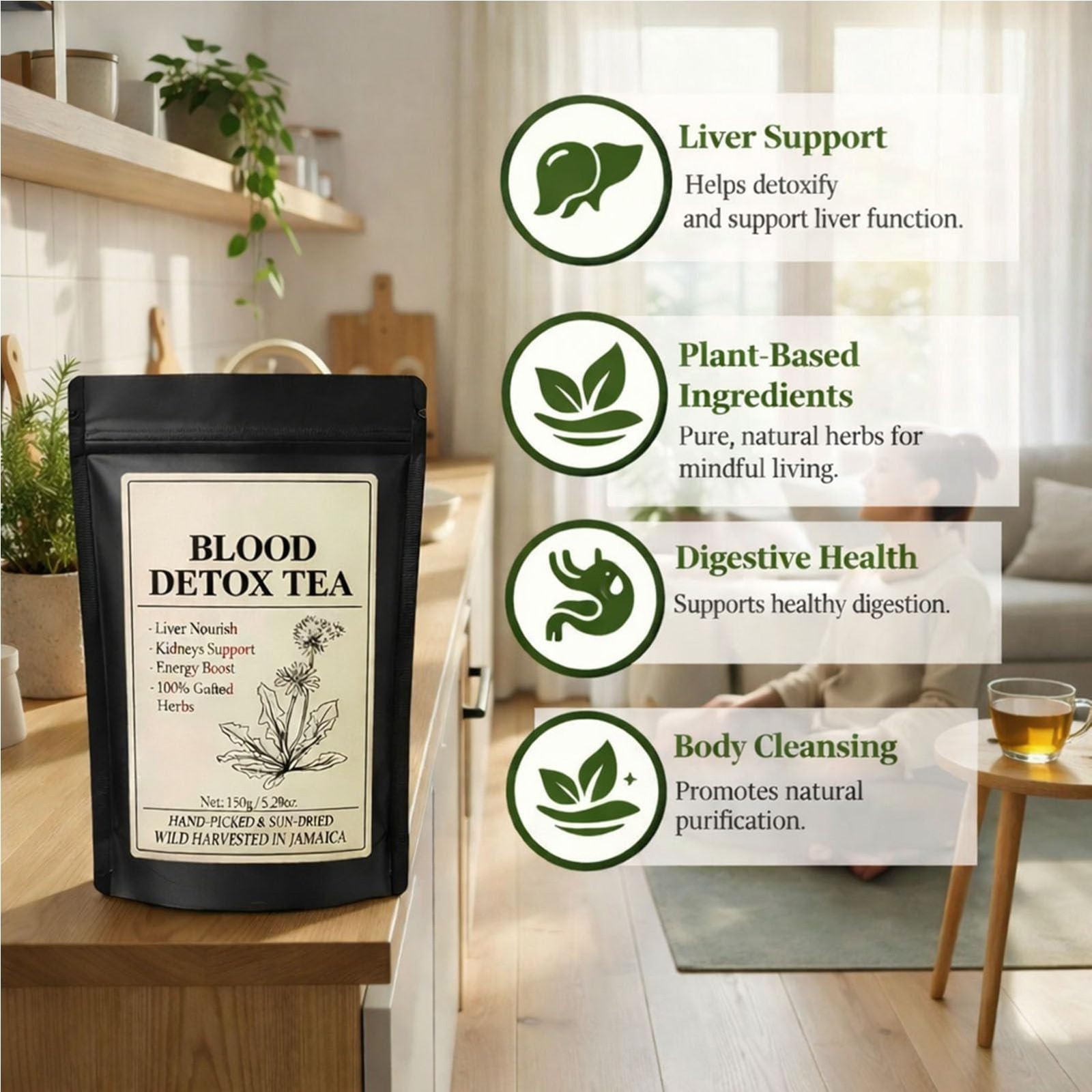 30 Bags Jamaican Healing Garden Blood Detox Tea, Chef Tijani Blood Detox Tea
