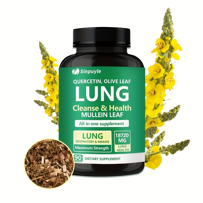 Lung Cleanse Respiratory Support Supplement Mullein Quercetin 90 Capsules