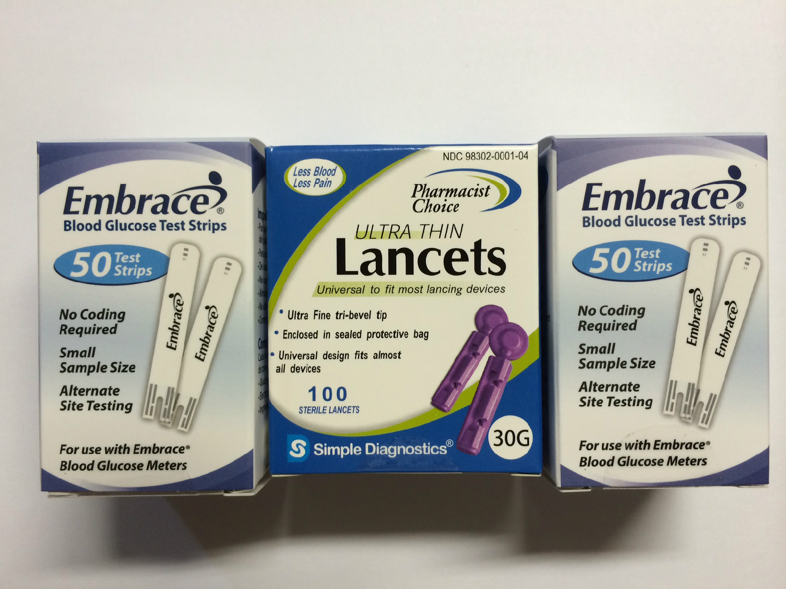 Embrace Blood Glucose 100 Test Strips Plus FREE 100 LANCETS Exp 05/09/2025