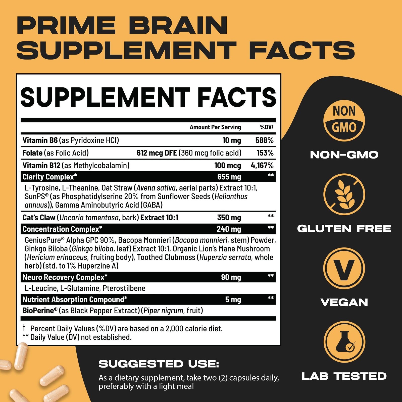 Nootrix Prime Brain Nootropic Supplement | 30 Day Supply 30 Count (Pack of 2)