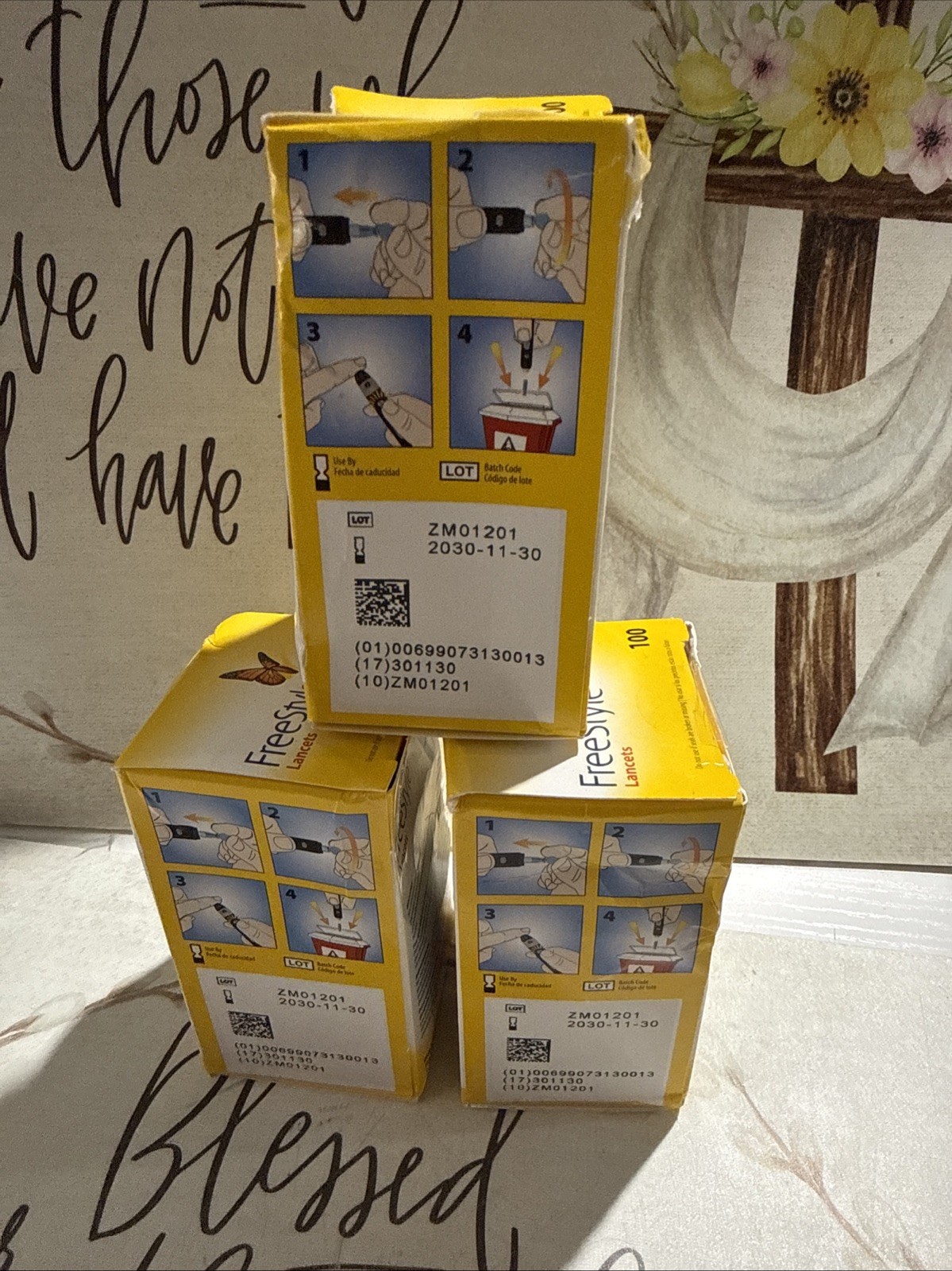 3 Freestyle 28 Gage Sterile Lancets ; 100 Lancets (3 Pack) Exp 11/2030